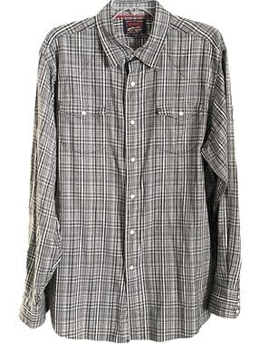 Cremieux Western Shirt Black White Plaid Pearl Snap Men’s XL